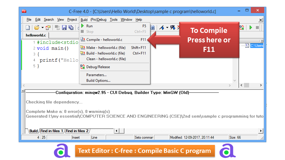 Compile First Program in C