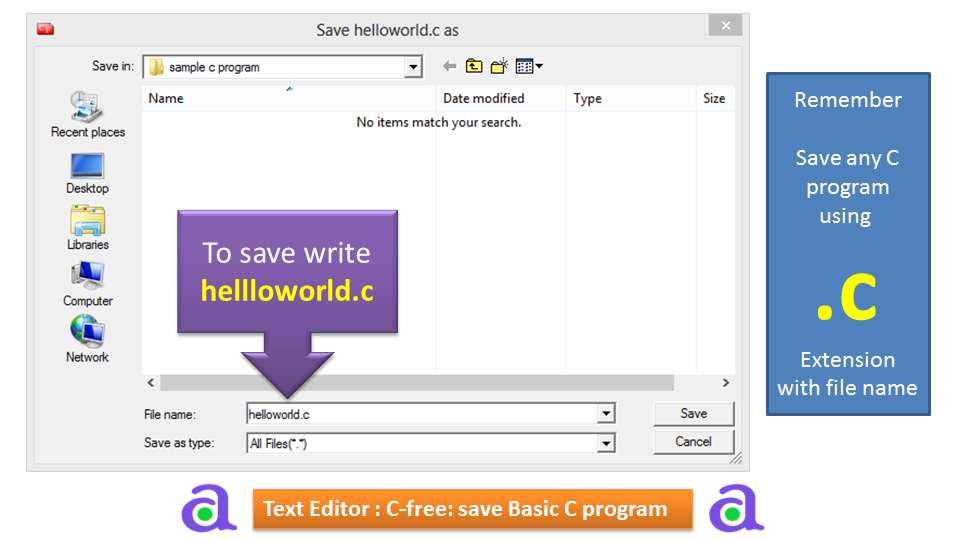 Save First Program in C