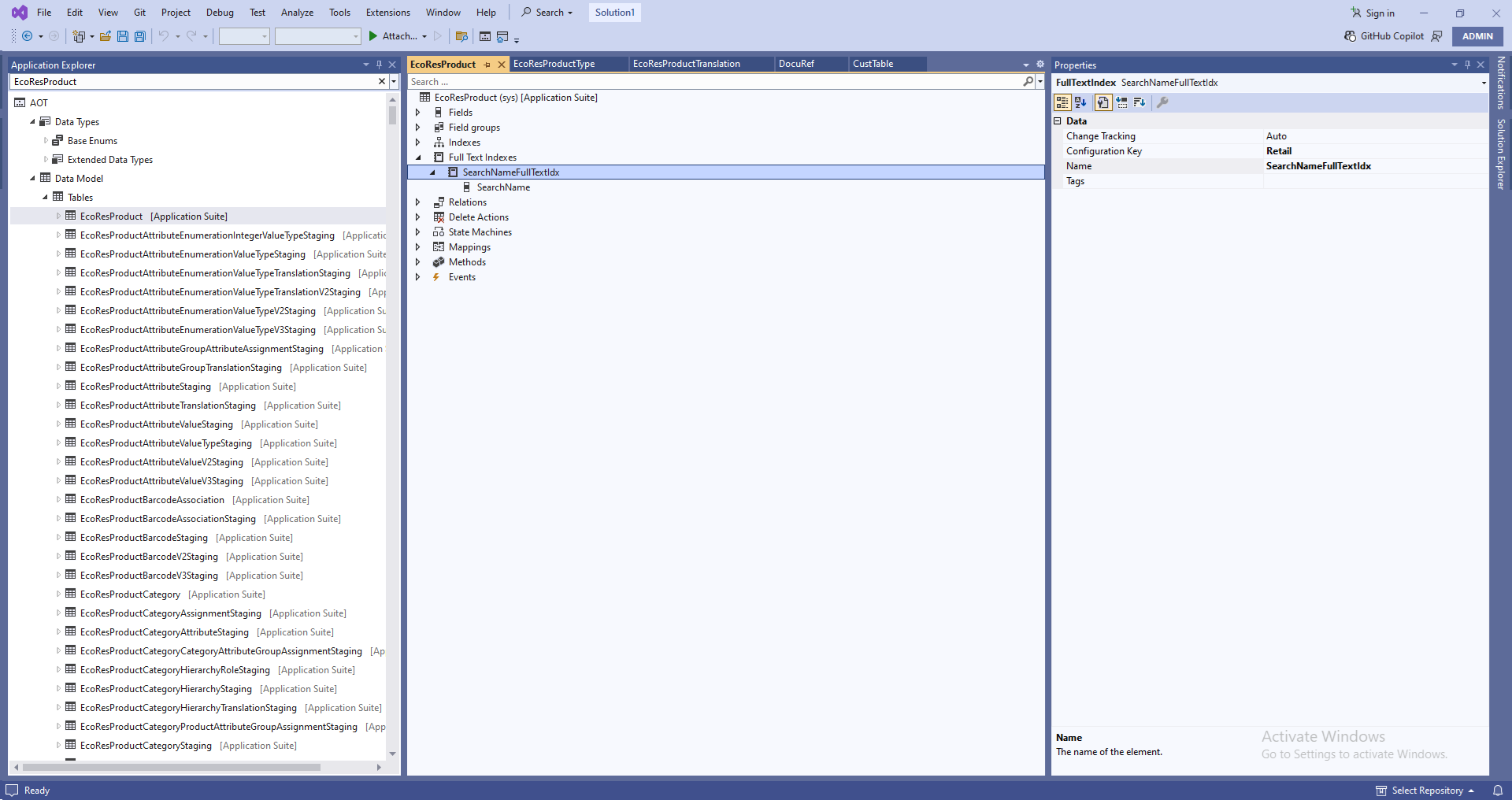 EcoResProduct Full Text Indexes