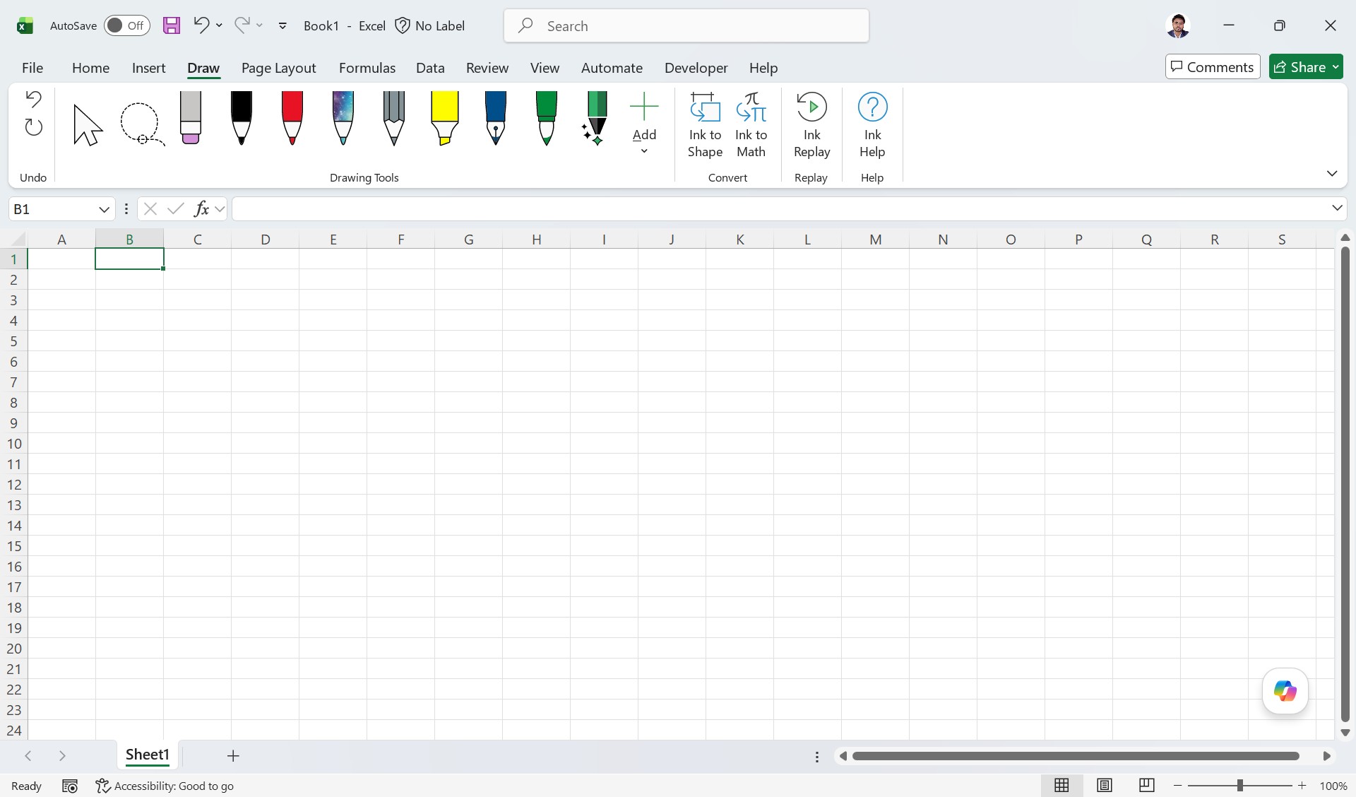 MS Excel Interface - Draw