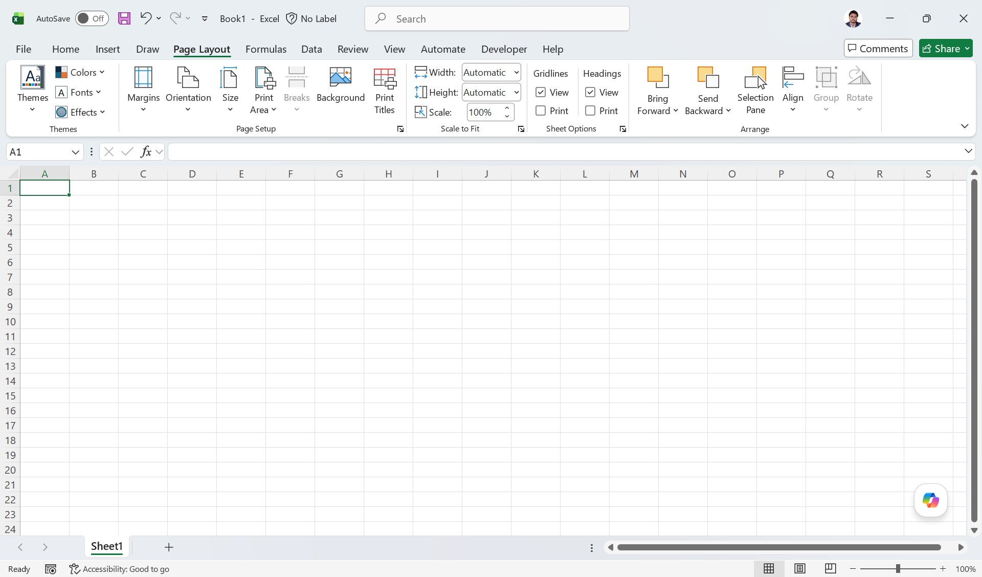 MS Excel Interface - Page Layout MS Excel Interface - Page Layout
