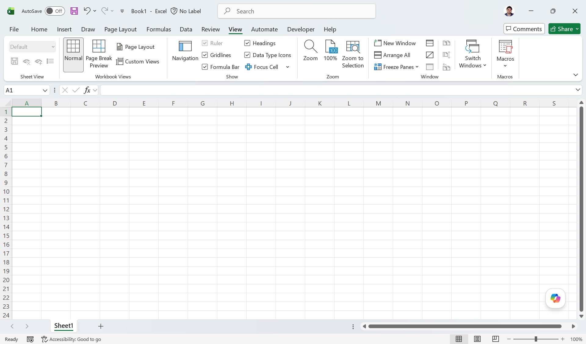 MS Excel Interface - View MS Excel Interface - View
