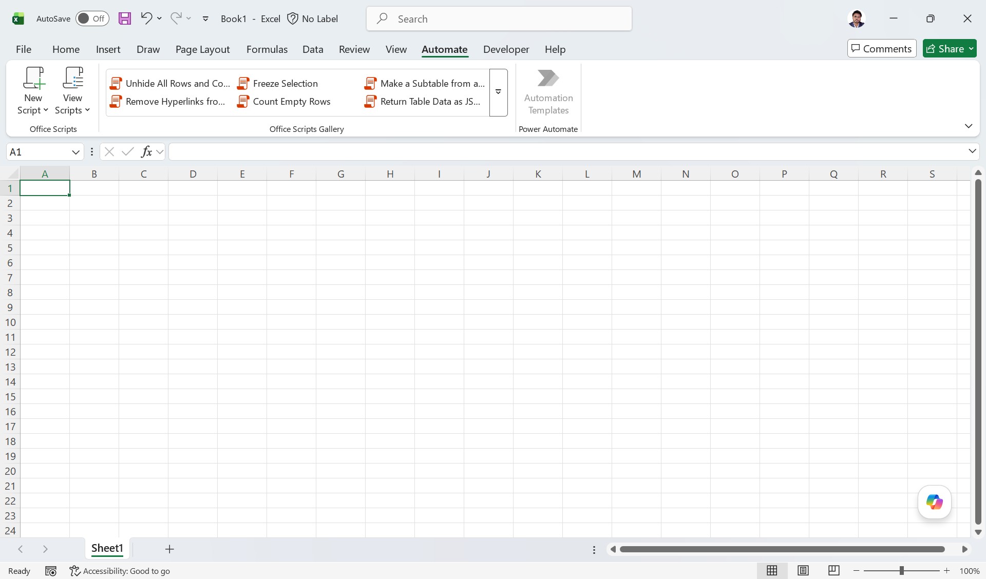 MS Excel Interface - Automate
