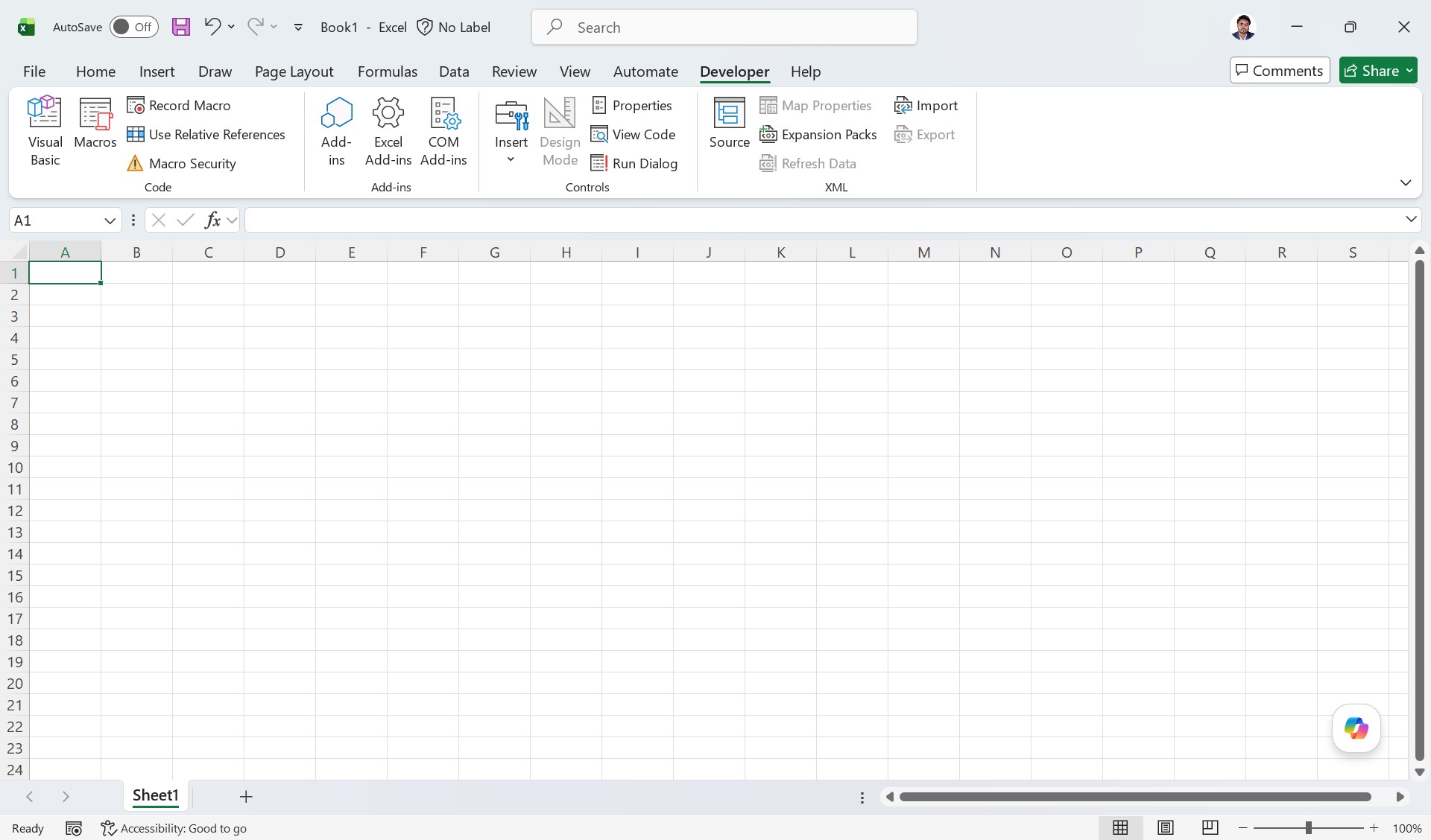 MS Excel Interface - Developer