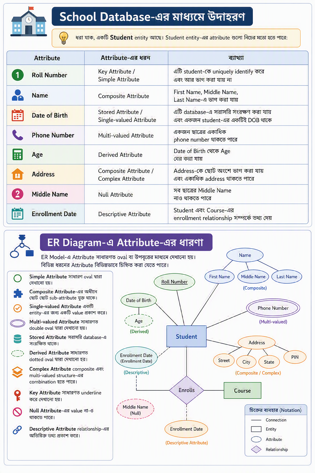 Example of attribute with help of student database Example of attribute with help of student database