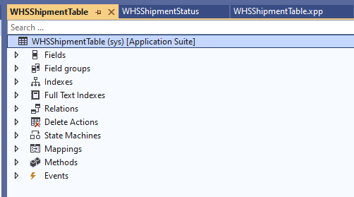 Shipments table in d365 FO object