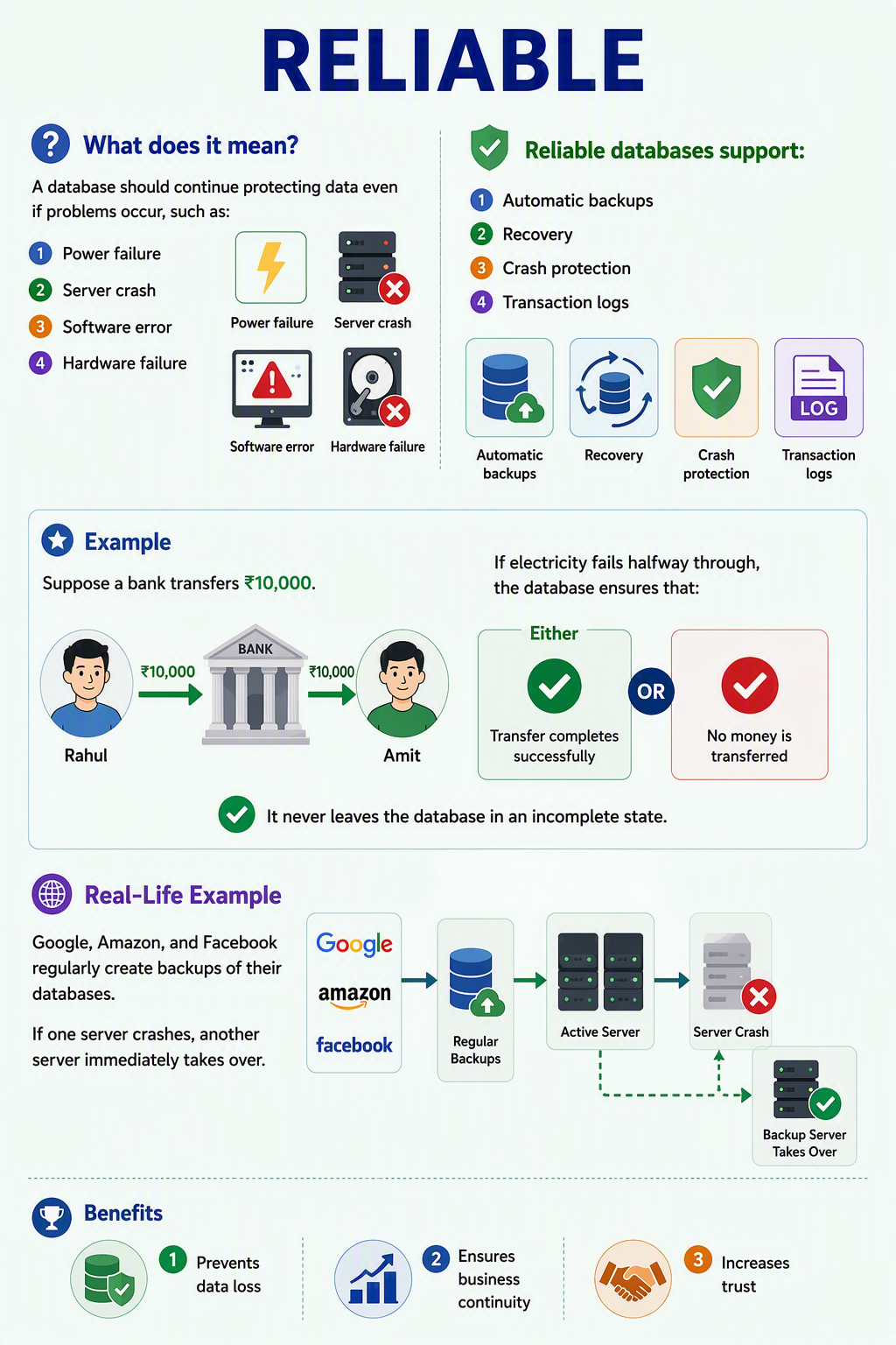 Explain Reliable Characteristics of a Database
