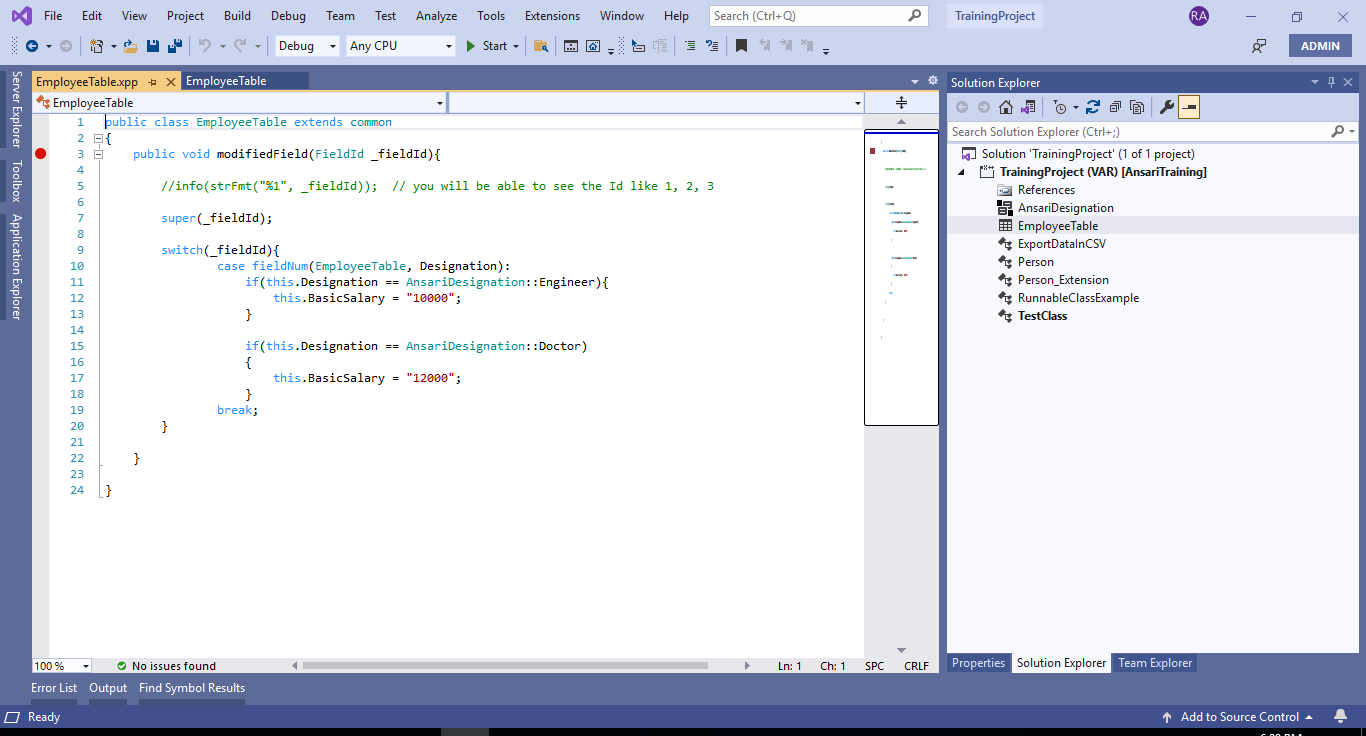 Table Methods - modifiedField 