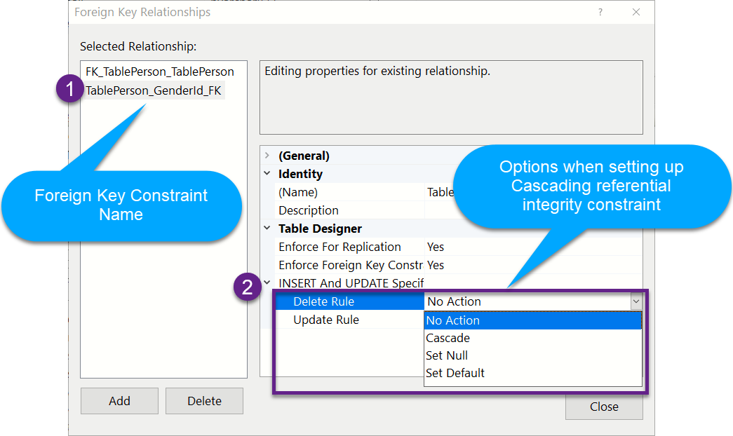 Cascading referential integrity constraint 