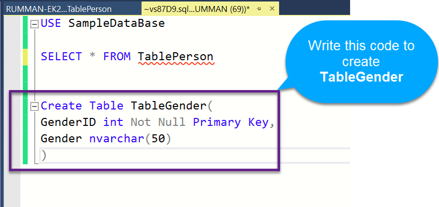 Create table in SQL Server