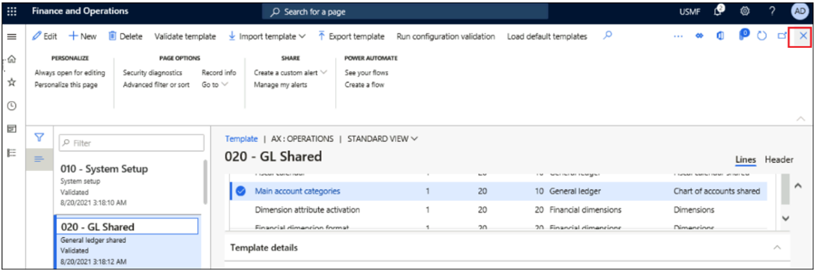 Screenshot of 020 - GL Shared entities view closing Templates page Screenshot of 020 - GL Shared entities view closing Templates page
